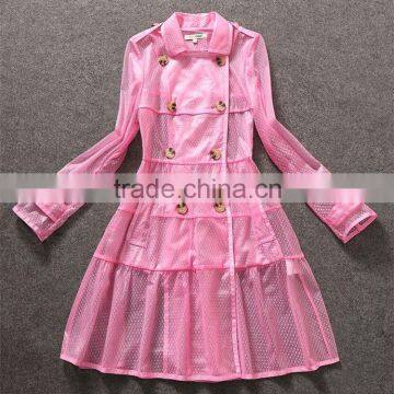 Unique Brands Designs Fashion 2014 Hot Selling Sexy Lace Turn-down Collar Double Breasted Thin Coat for Trendy Women C17281 photo-5