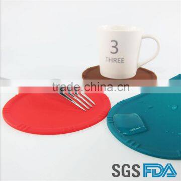 Table Decoration Silicone Colorful Mat, Silicone Round Cup Mat, Silicone Circular Table Mat