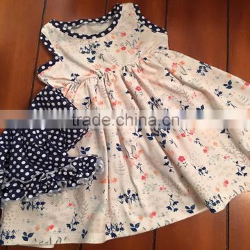 Floral printed infant boutique sets fashion children clothes wholesale 100% cotton kids clothes set