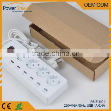 Pure Brass 4AC +6 USB Ports Charging Power Strip Surge Protector 230V 16A for Netherlands / Austria / Grace/ Russia photo-4