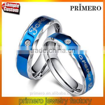 Forever Love Blue Couple Ring Set 316L Stainless Steel Jewelry His and Hers Matching Engagement Ring New Model Wedding Band