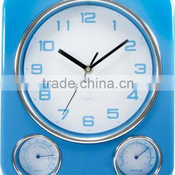 Rectangular Wall Decorative Temperature Humidity Clock With 3 Dials photo-3