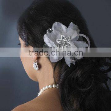 Silver Feather Fascinator Clip Bridal Hair Accessories