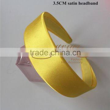 3.5CM satin headband ,hair headband,plastic band in yellow,good for DIY fashion hair accessory