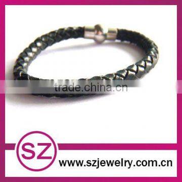 Black leather with magnet bracelet