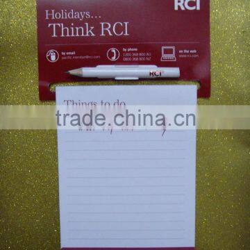 Promotional OEM magnetic notepad with pencil and clip