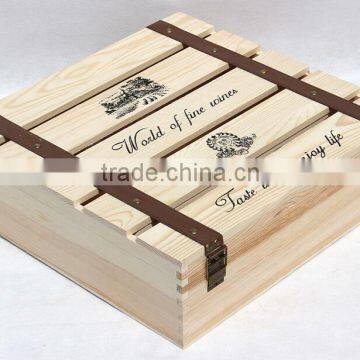 Custom Unfinished Pine Wood Wine Gift Box photo-3