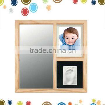 Hotsale mirror frame with handprint baby toys wood