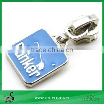 Sinicline Zinc Alloy Zip Pullers With Blue Oil logo Custom Design Acceptable