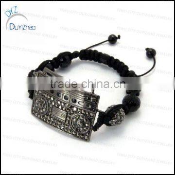 Fashion black cord handmade shamballa bracelet