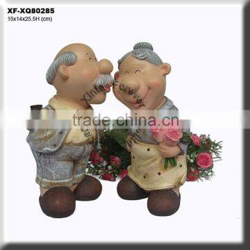 pretty polyresin eldership home garden decoration