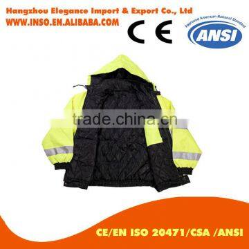 Safety Winter Jacket Fluorescent Hood Jacket Wholesale Waterproof Windproof Coat With Reflector photo-2