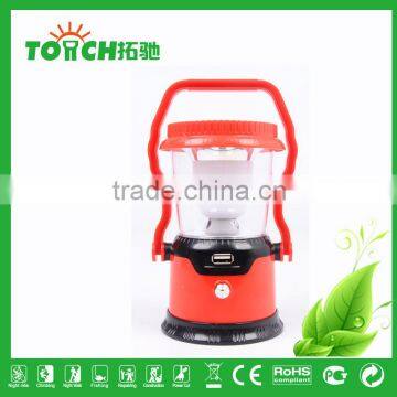 Vintage Design Red&Yellow Color ABS Plastic Lantern Solar LED Camping Light With 3w Torch Light photo-3