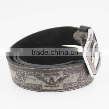 Fashion Style Black Print pu Leather Belt for Man With Shiny Metal Square Accessories in YiWu photo-3