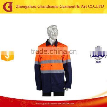 Wholesale Two Tone Cotton Drill High Visibility Work Shirts with Reflective Tapes