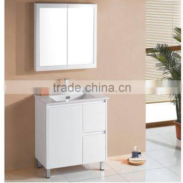 Free standing small size single bathrooms sink white bathroom vanity