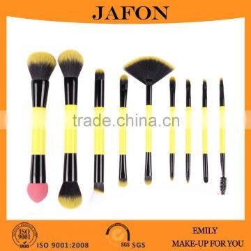 Customized two end 9 pcs cosmetic make up brushes tool kit