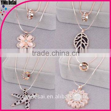 2015 crystal necklace for women double sweater chain/flower necklace chain necklace