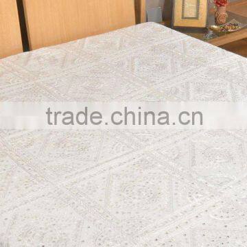 MOST BEAUTIFUL LUXURIOUS PURE WHITE HANDMADE EMBRIODERY MIRROR WORK BEDSPREADS-ADD ROYAL LOOK TO YOUR HOME