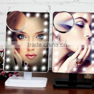 New Products Two Sides Foldable Solid Colored Portable LED Light Pocket Makeup Mirror photo-6