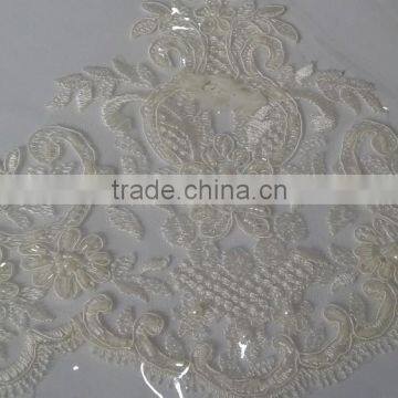 Sparkling beads and sequins decoration bridal lace trimming/	Lace fabric lace trimming suppliers/100 polyester guipure lace tri