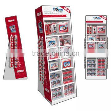 cardboard pocket display shelves for product promotion with hooks for sides