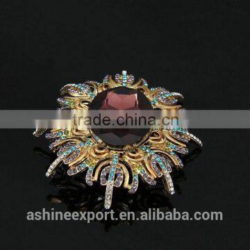 Generous Oval Bulk Crystal Sun Flower Rhinestone Brooch/handmade Rhinestone Brooch photo-4