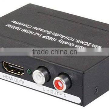 1x2 HDMI Splitter with Optical Audio and Analog Audio Output