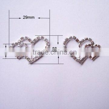 (M0224) 10mm inner bar heart rhinestone buckle