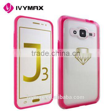 IVYMAX Factory supply high quality ultra transparent PC mobile phone cover clear hard case for samsung galaxy J3 2016