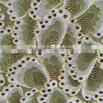 3 colors design of african tulle lace fabric for garment dress,wholesale knit french yellow cord round hole design lace fabric