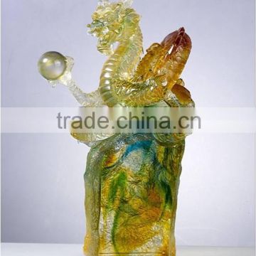 new-designed top grade liuli glass dragon office decoration