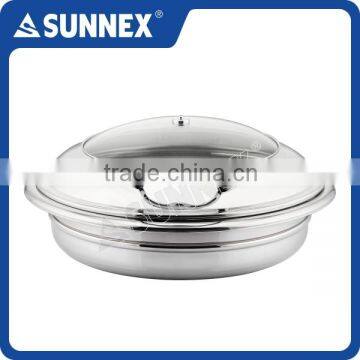 SUNNEX Professional Compact High Polished Hydraulic Hinge Round 6.8Ltr. Buffet Induction Chafing Dish