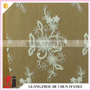 HC-6117-1 Hechun Floral Crochet Patterns Hand Beaded Bridal Lace Fabric photo-3