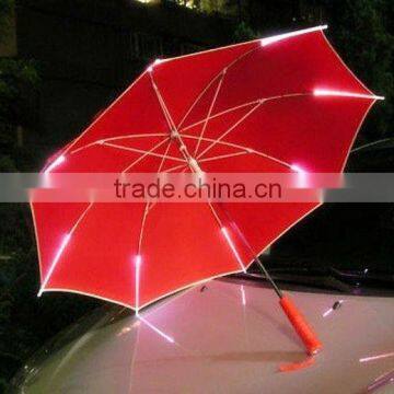 LED Umbrella with Light in the Ribs and Handle