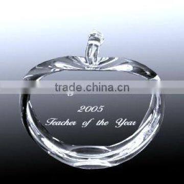 apple shaped crystal glass paperweight
