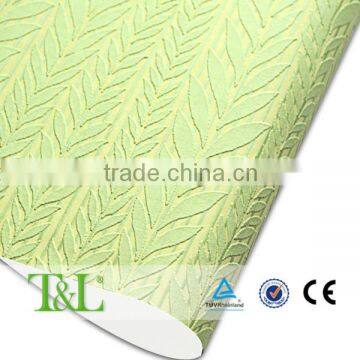 2016 Shanghai solid color wallpapers 3d / light green leaf foamed non-woven wallpaper