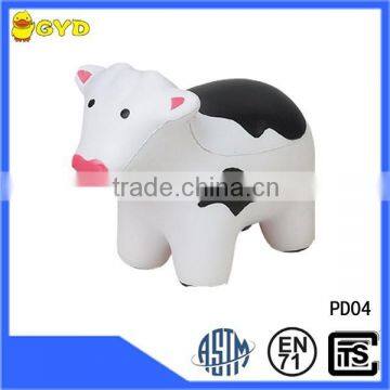 PU animal shape foam stress ball,custom anti stress ball plastic cow toy