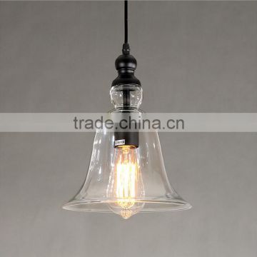 Hot Selling 40W Edison Bulb Glass Pendant Light Small Bell Iron Pendant Lamps