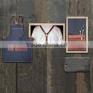 Hign Quality Denim Barber Apron with Genuine Leather Straps                        
                                                Quality Choice