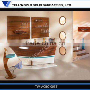 2014 modern popular luxury boat shape artificial marble home bar counter furniture for sale