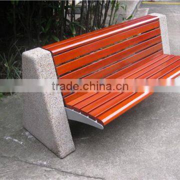 Cement stone outdoor public bench wooden commercial bench