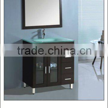 36" Espresso bathroom vanity with Glass sink