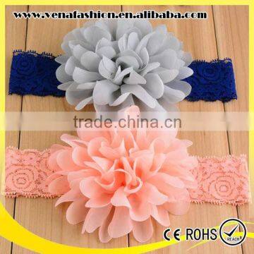 Lace Elastics Chiffon Flower Baby Hair Colorful Head Bands