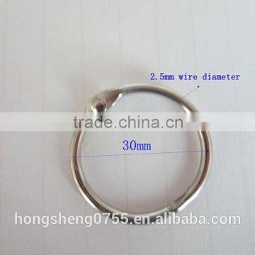 Metal round binder rings with silver color for wholesale