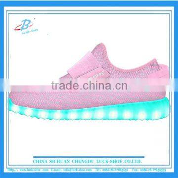 pink cute girls kids LED shoe, breathable kids LED running shoe, KIDS LED sport shoe with high quality