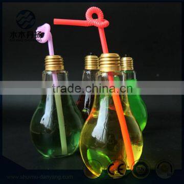 Hot sale light bulb shaped glass drinking bottle for beverage