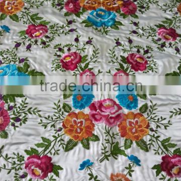 Latest fashion colourful embroidery lace on colorful mesh for fashion cloth