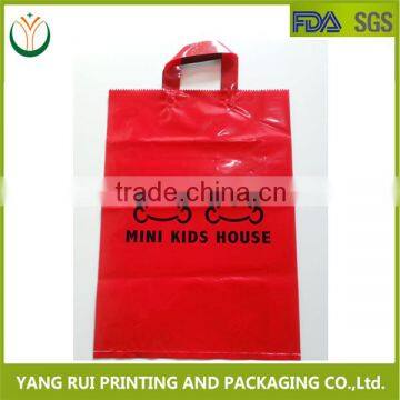 Plastic ldpe bag with punched handles and custom design for shopping