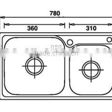 Top-Mount / Drop In Stainless Steel Double Bowl Kitchen Sink UC03 photo-2